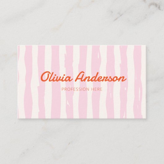 Retro QR Code Rosa Handgezogene Girly Boho Visitenkarte (Vorderseite)