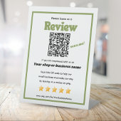 Retro QR Code 'verlass uns a review' YELP grün Sockelschild