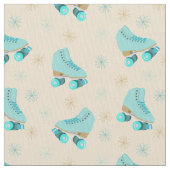 Retro Quad Roller Skate Aquamarin und Tan Gemuster Stoff (Nahaufnahme)