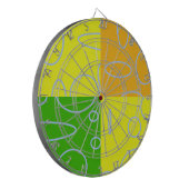 Retro Quad Yellow Green Orange Geometric Dartscheibe (Vorderseite Links)