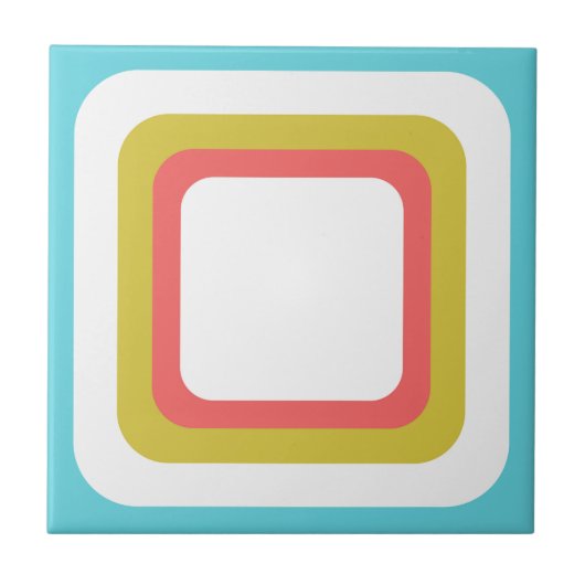 Retro Quadrat Blau Weiß Orange Grün Fliese (Vorderseite)