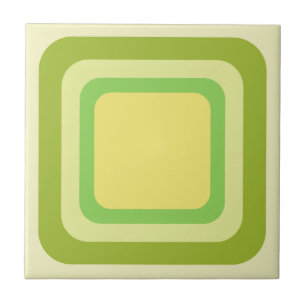 Retro Quadrat Grün Gelb Fliese