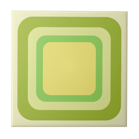 Retro Quadrat Grün Gelb Fliese (Vorderseite)