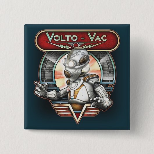 Retro Quadrat-Knopf des Roboter-Volto-VAC Button (Vorderseite)