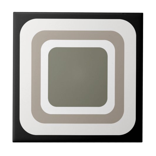 Retro Quadrat Schwarz Grau Weiß Fliese (Vorderseite)