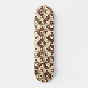 Retro-Quadrate - braun auf Creme Skateboard