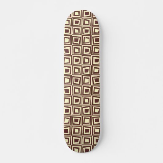Retro-Quadrate - braun auf Creme Skateboard (Vorne)
