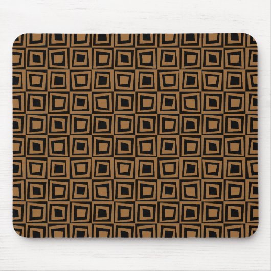 Retro-Quadrate - braun auf schwarz Mousepad (Vorne)