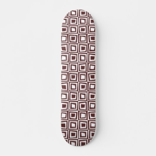 Retro-Quadrate - braun auf weiß Skateboard (Vorne)