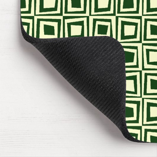 Retro-Quadrate - Creme auf dunkelgrün Mousepad (Ecke)