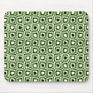 Retro-Quadrate - Creme auf dunkelgrün Mousepad