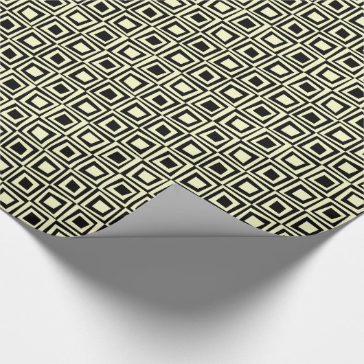 Retro-Quadrate - Creme und Schwarz Geschenkpapier (Ecke)