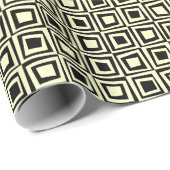 Retro-Quadrate - Creme und Schwarz Geschenkpapier (Rolleneckpunkt)