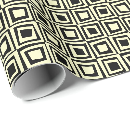Retro-Quadrate - Creme und Schwarz Geschenkpapier (Rolleneckpunkt)