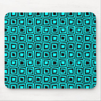 Retro-Quadrate - Cyan und Black Mousepad
