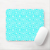 Retro-Quadrate - Cyan und Weiß Mousepad (Mit Mouse)