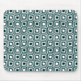Retro-Quadrate - Dunkelgrün auf Weiß Mousepad