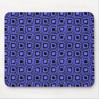 Retro-Quadrate - Elektrisch blau auf schwarz Mousepad