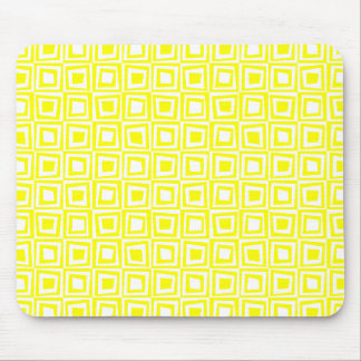 Retro-Quadrate - Gelb auf Weiß Mousepad