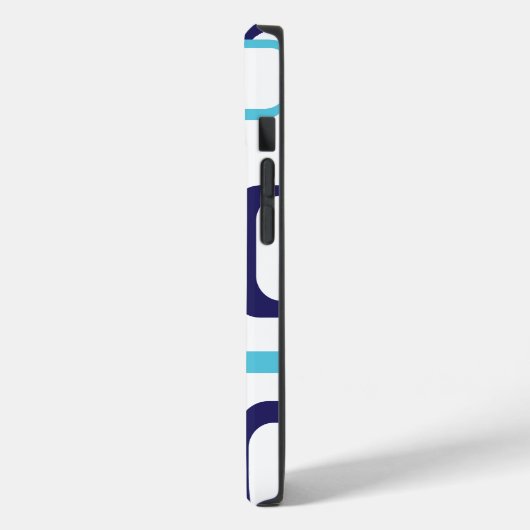 Retro Quadrate Geometrisches Muster Blau Grün Weiß Case-Mate iPhone Hülle (Rückseite / Links)