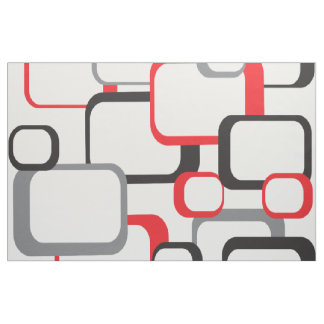 Retro-Quadrate Geometrisches Muster Red Grau Schwa Stoff