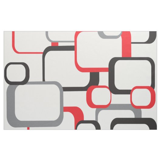 Retro-Quadrate Geometrisches Muster Red Grau Schwa Stoff (Yard (91,4 cm))