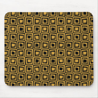 Retro-Quadrate - Golden Brown auf schwarz Mousepad