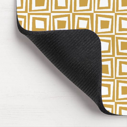 Retro-Quadrate - Golden Brown auf Weiß Mousepad (Ecke)