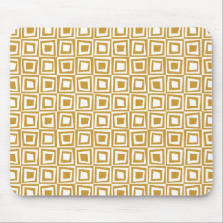 Retro-Quadrate - Golden Brown auf Weiß Mousepad