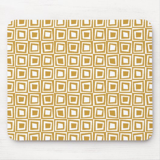 Retro-Quadrate - Golden Brown auf Weiß Mousepad (Vorne)
