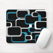 Retro-Quadrate Grau-blaues, weißes Muster Mousepad (Mit Mouse)