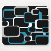 Retro-Quadrate Grau-blaues, weißes Muster Mousepad (Vorne)