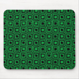 Retro-Quadrate - grün auf schwarz Mousepad