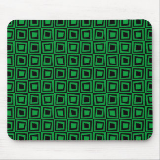Retro-Quadrate - grün auf schwarz Mousepad