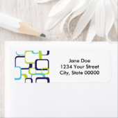 Retro-Quadrate Grün-blaues Muster-Etikett (Insitu)