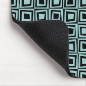 Retro-Quadrate - Hellblau grün auf schwarz Mousepad (Ecke)