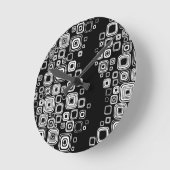 Retro-Quadrate in Schwarzweiß Runde Wanduhr (Winkel)