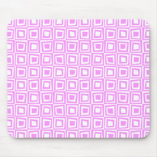 Retro-Quadrate - Leichte Violette auf Weiß Mousepad (Vorne)