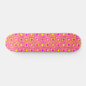 Retro-Quadrate - Magenta auf Gelb Skateboard (Horizontal)