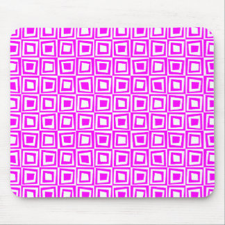 Retro-Quadrate - Magenta auf Weiß Mousepad