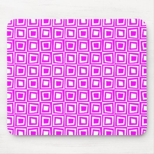 Retro-Quadrate - Magenta auf Weiß Mousepad (Vorne)