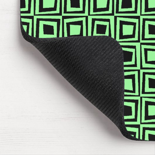 Retro-Quadrate - Minze grün auf schwarz Mousepad (Ecke)