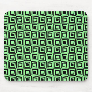 Retro-Quadrate - Minze grün auf schwarz Mousepad