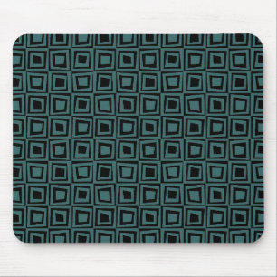 Retro-Quadrate - Moss Green auf Schwarz Mousepad