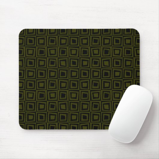 Retro-Quadrate - Murky Green auf schwarz Mousepad (Mit Mouse)
