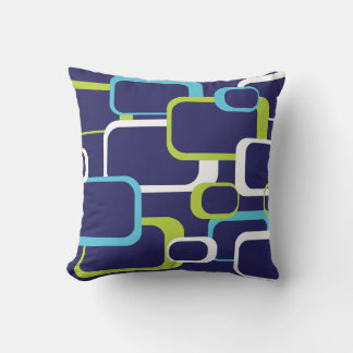Retro-Quadrate Muster Grün Blau Weiß Kissen