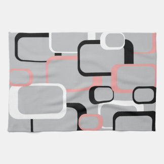 Retro-Quadrate Muster Pink Schwarz-weiß Grau Geschirrtuch