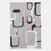 Retro-Quadrate Muster Pink Schwarz-weiß Grau Geschirrtuch (Vertikal)