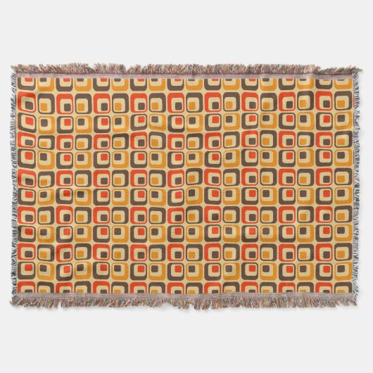 Retro-Quadrate-Muster - Rot, Braun & Orange Decke (Vorderseite)