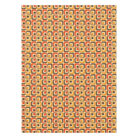 Retro-Quadrate-Muster - Rot, Braun & Orange Tischdecke (Vorderseite)